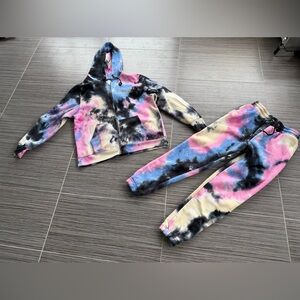 Tie-Dye Hoodie and Joggers Set hoodie size large and pants size medium